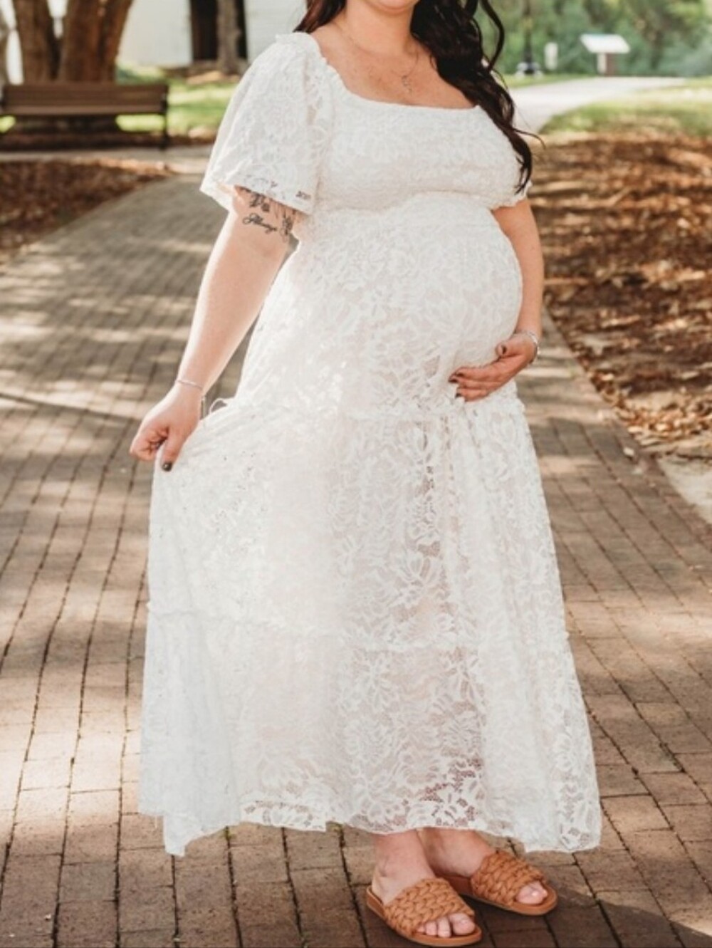 Baltic Born Aspen Smocked Lace Maxi Dress Summer Wedding Romantic White 3XL - Picture 10 of 10